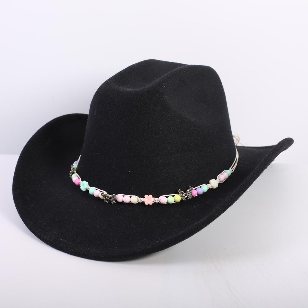 Popular European and American Fashion OL Style One-word Cowboy Hat Men's and Women's High-end Top Hat Jazz Hat Felt Hat
