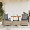 VidaXL Garden Dining Set and Cushions 3 Pcs Beige Poly Rattan 3262916