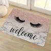 Eye Makeup Doormat Hello Gorgeous Letter Print Cosmetic Entrance Rug Soft Non-Slip Decor Carpet for Vanity Sink Makeup Studio