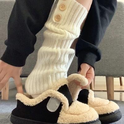 Button Socks Women's Autumn and Winter Warm Straight Tube Harajuku Knitted Calf Stacking Socks Y2k Spice Girls Stockings