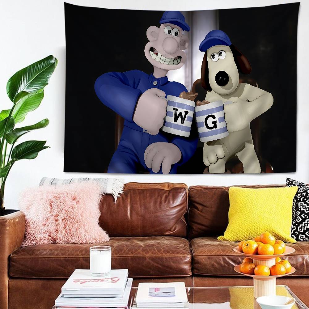 WWallace und GGromit Bedruckter Großer Wandteppich Kunst Science-Fiction Zimmer Heimdekoration Dekoration Decke