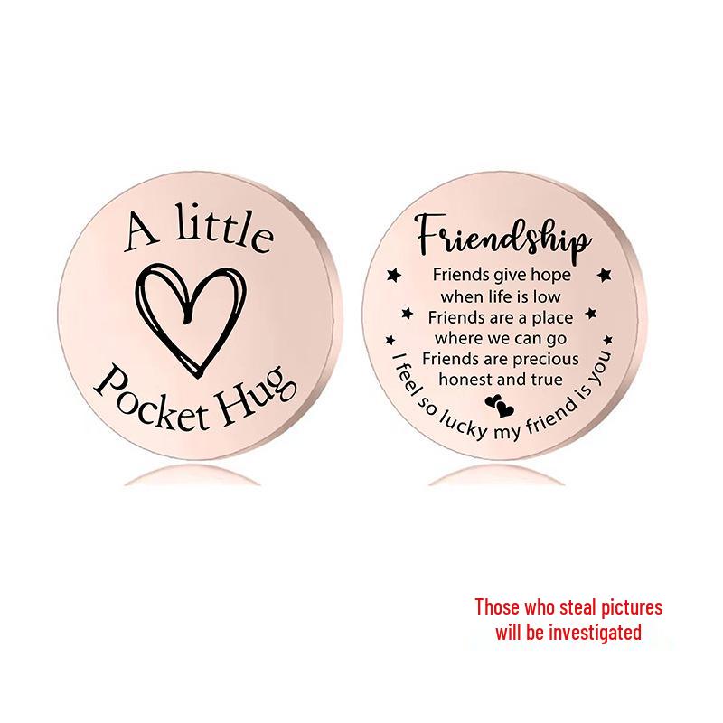 Lucky Charm Motivational Coin: Engravable Stainless Steel Couple & Family Gift Ornament.