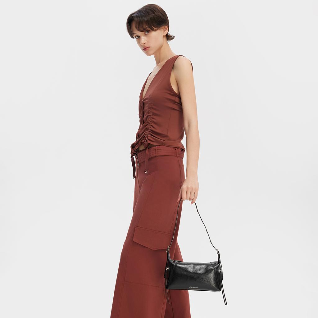 Charles & Keith Soft Zipper Underarm Bag Motorcycle Bag PU Shoulder Bag Medium Women bags Multiple-Colors CK2-40782413