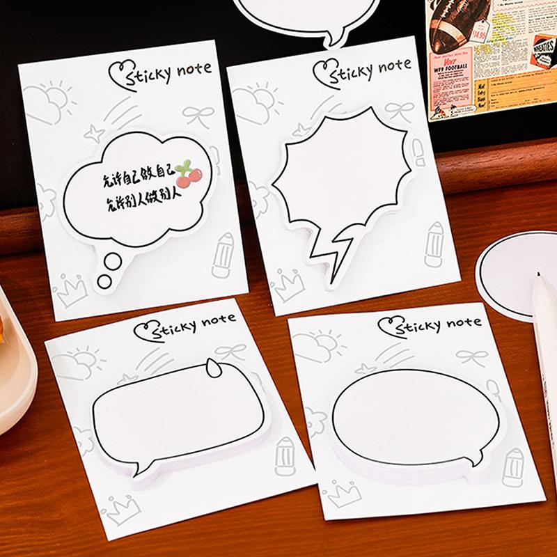30Sheets Student Cute Minimalist Speech Bubble Sticky Notes, High-Aesthetic Removable Paper, Reusable N-Stick Memo Pads Gift