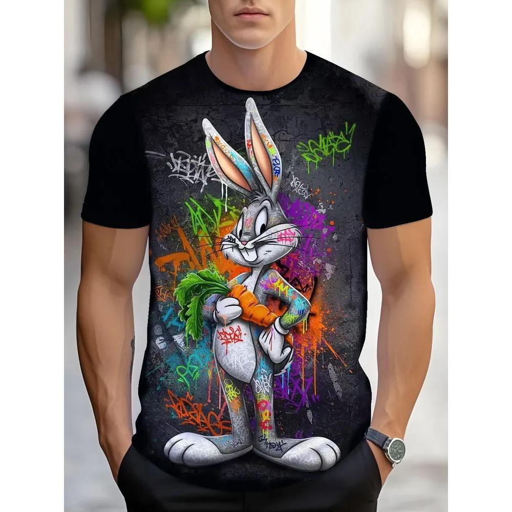 T-shirt Estiva da Uomo Girocollo Stampata in 3D Moda Versatile Traspirante Tendenza Casual