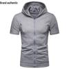 Herren Kurzarm Slim Fit Kapuzen-Cardigan-T-Shirt