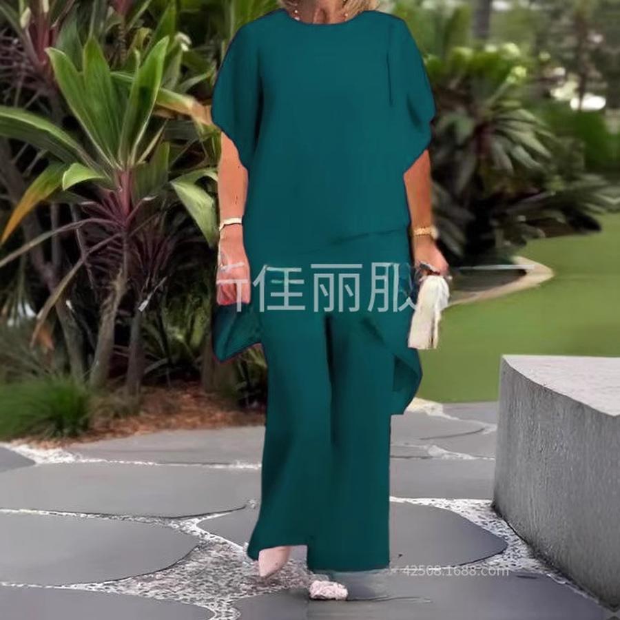 Wiosna Nowy Styl Elegancki Szyfon Jednolity Luźny Nieregularny Modny Zestaw