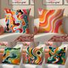 Abstract Geometric Pattern Pillow Case Anti-dustmite Pillowcase Invisible zipper silky short plush Sofa cushion cover