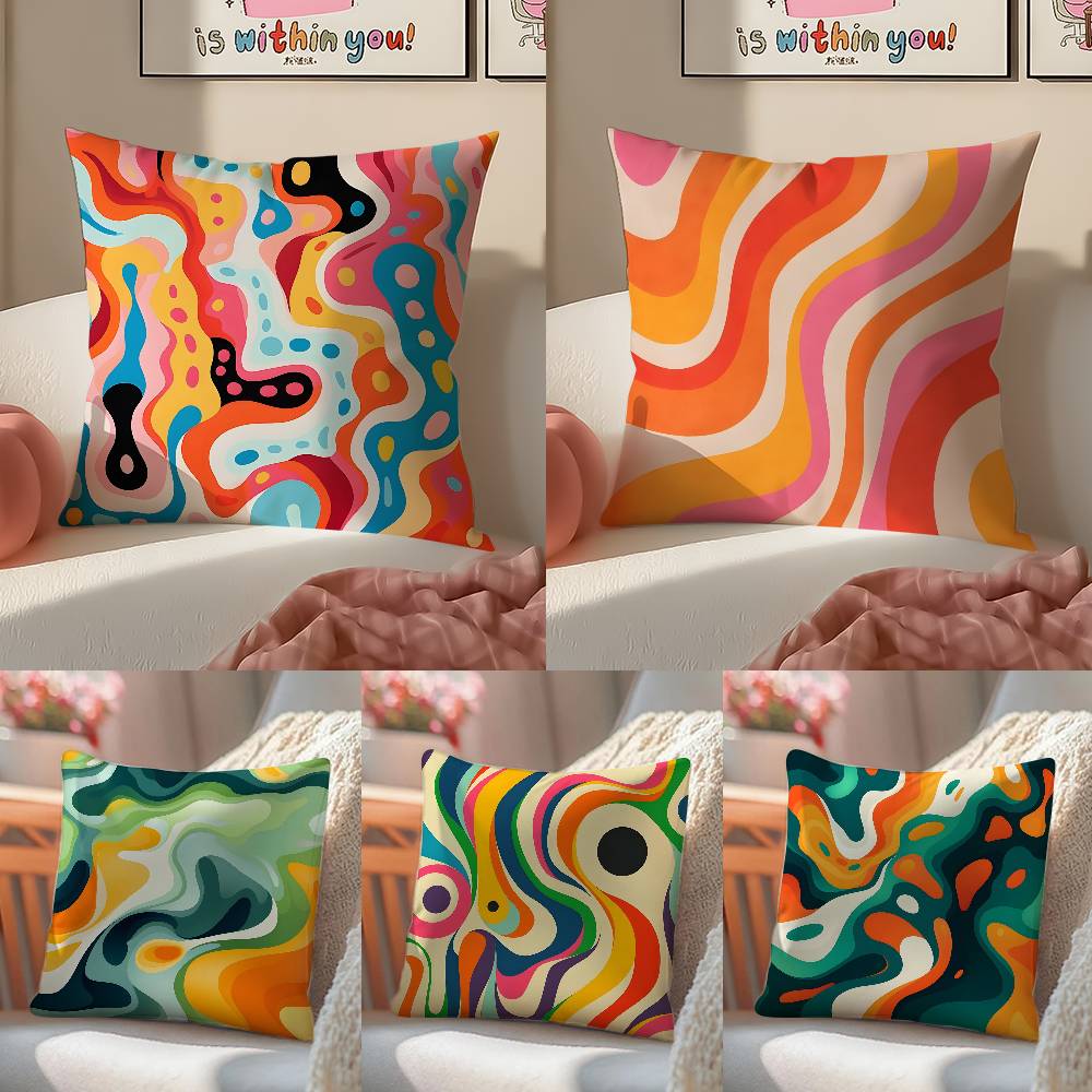 Abstract Geometric Pattern Pillow Case Anti-dustmite Pillowcase Invisible zipper silky short plush Sofa cushion cover