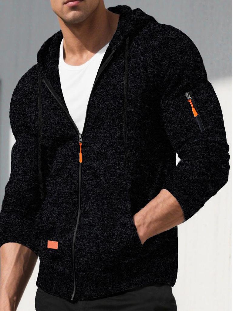 Men's Jacquard Knit Sports Hoodie Cardigan