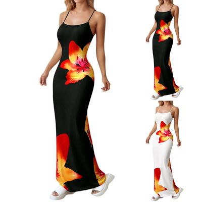 Women's Casual Printed  O Neck Long Dress Beach Dress Wedding Guest Dress Women's Dress