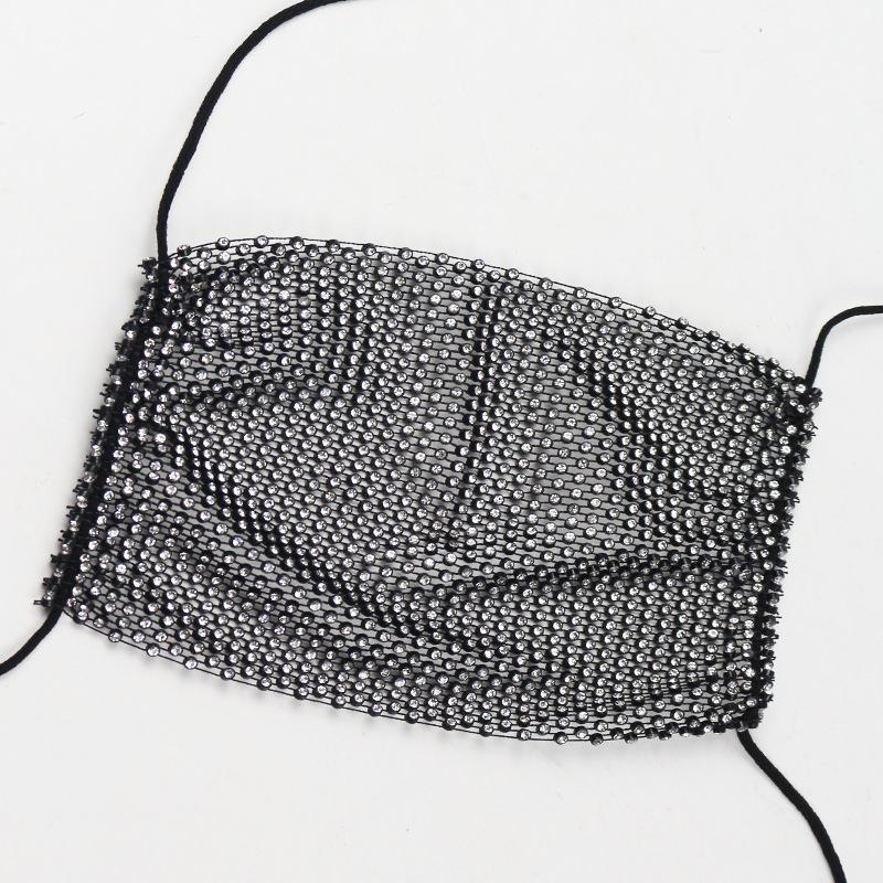 Women's Mesh Face Mask Flash Diamond Rhinestone Star Washable Personality Nightclub Party Mask