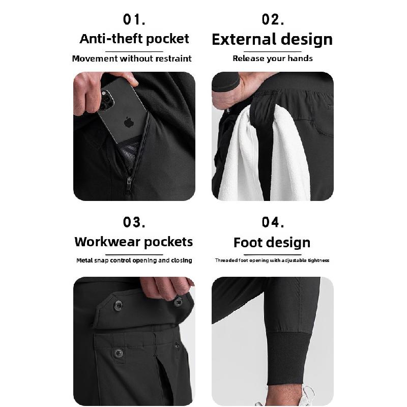 2026 Spring and Autumn Men's Casual Pants Youth Straight-Leg Sports Pants Men's Multi-Pocket Quick-Dry Pants
