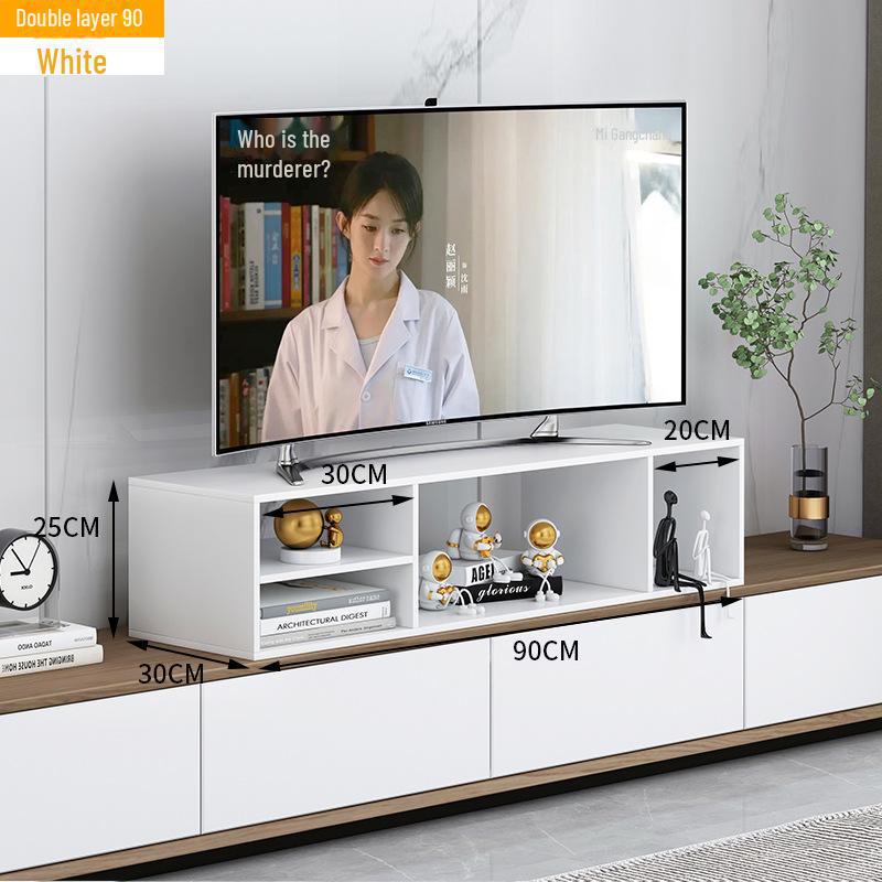 Elevated TV Stand with Storage and Height-Adjustable Bracket