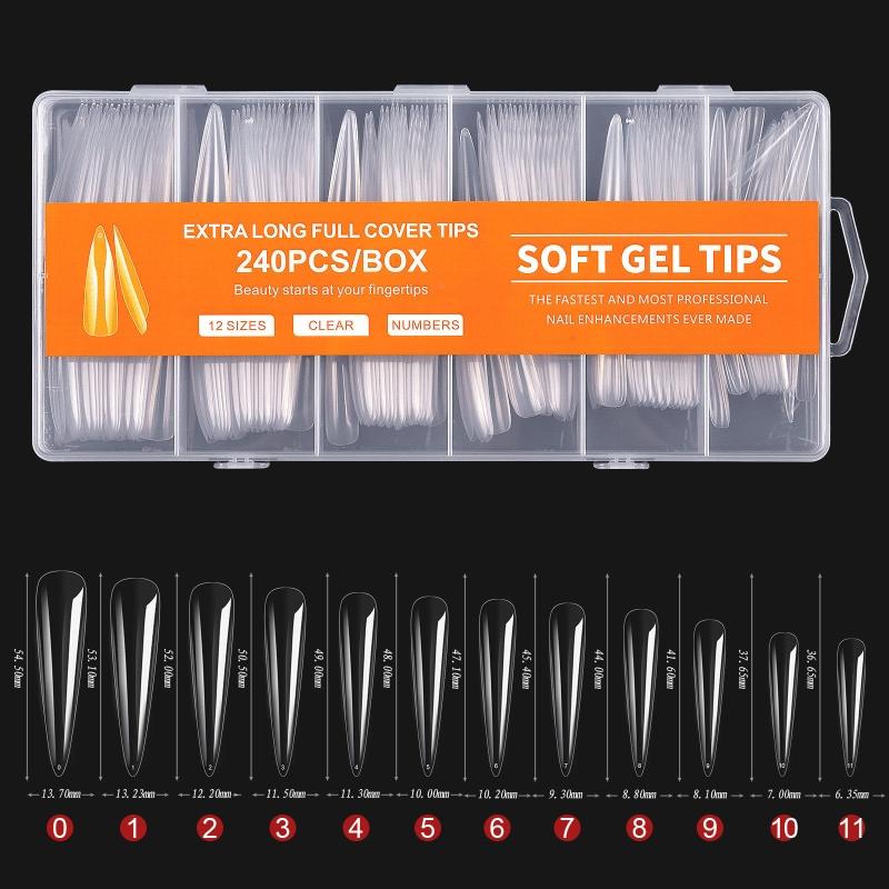 Kit di Punte per Unghie Full Cover in Gel Morbido per Estensioni Unghie Soak Off, Unghie Press-on