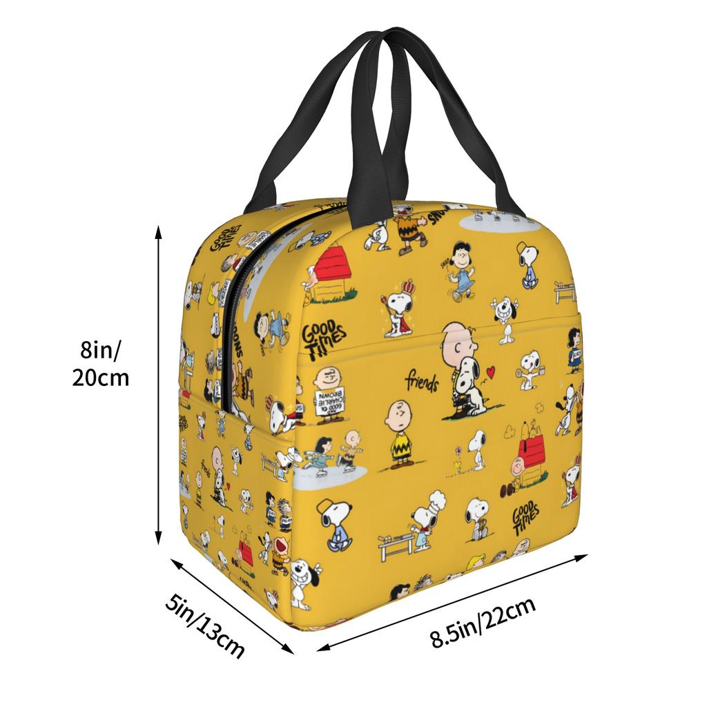 Custom S-Snoopies Thermal Insulated Lunch Bag Women Men Manga Portable Lunch Container for Outdoor Picnic Multifunction Food Box