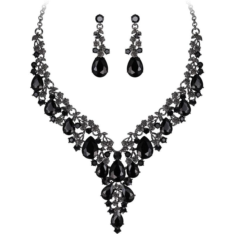 

Newlywed Rhinestone Crystal Necklace And Earrings Set - Women s Ball Gown Accessories