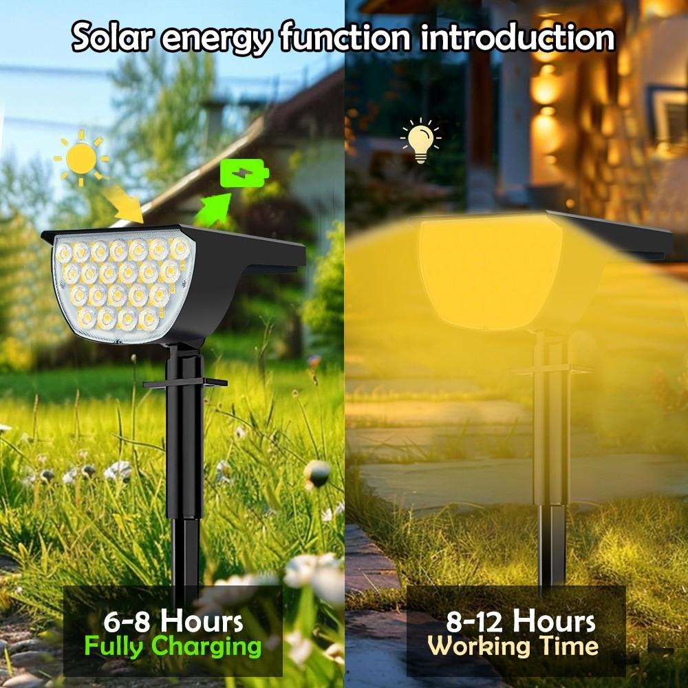 New Solar Spot Lights Outdoor Garden 76 LED Landscape Spotlight IP65 Waterproof Solar Garden Lights 3 Mode Yard Driveway Pathway