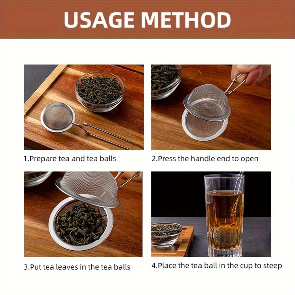 Stainless Steel Tea Infuser Ball with Long Handle Mesh Filter Tea Strainer Clip for Loose Leaf Tea Brewing Kitchen Tool