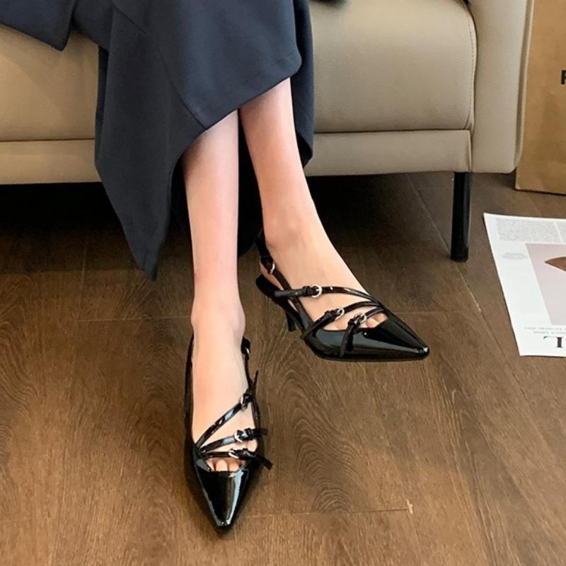 Designer Luxury High Heel Women Sandals Fashion Pointed Toe Stripper Party Shoes Ladies Spring Summer Slingbacks Dress Shoes