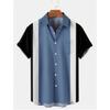 Summer new men's top striped D print men's cardigan lapel