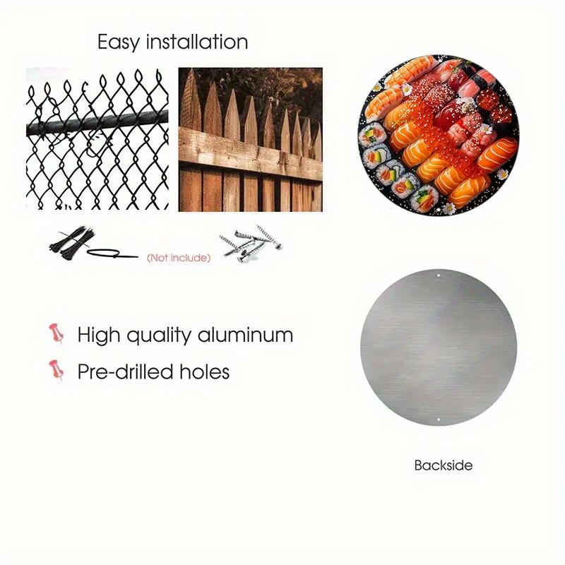 Aluminum Metal Sign Faux Resin Painting Round Decorative Sign Living Room Decoration Boys Gifts Japanese Sushi Themed Decoration