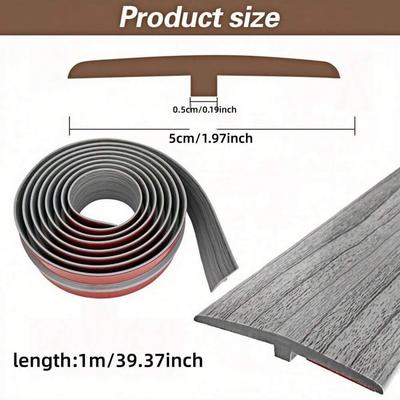 1PC 1m/39.37inch Self-adhesive T-shaped Floor Transition Strip, Self-adhesive Vinyl Transition Strip, Easy To Install, Suitable