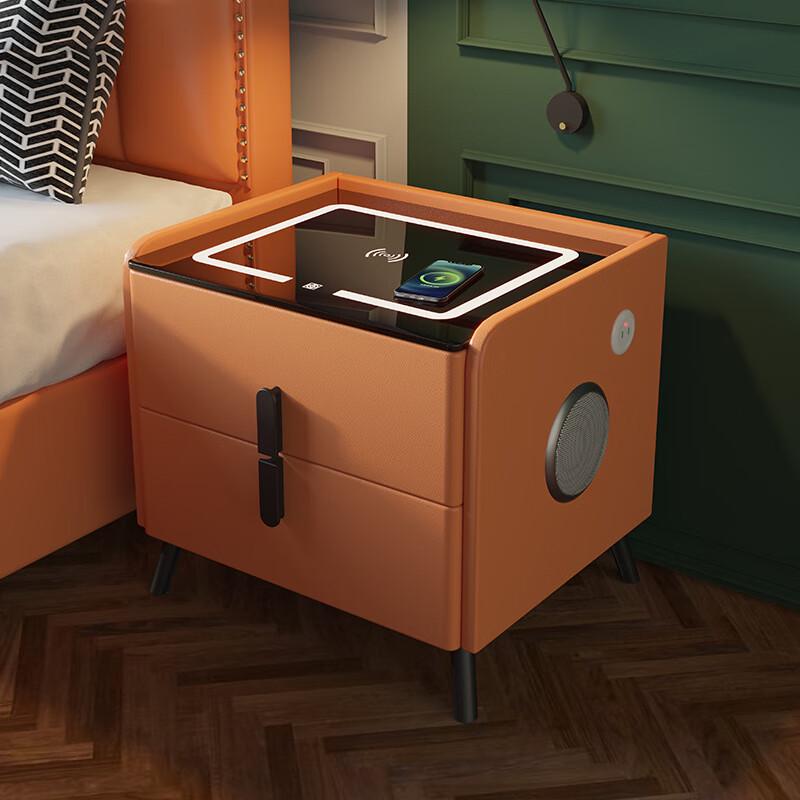 Smart Bedside Nightstand with LED & Wireless Charging