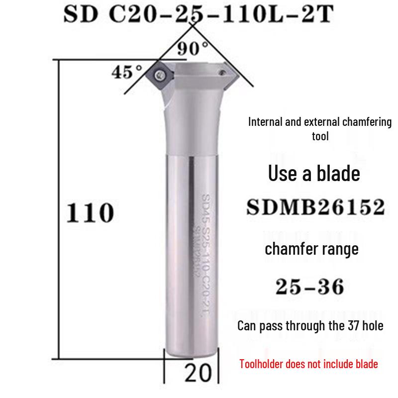 45° CNC Insertable Inner/Outer Chamfer Tool with Up/Down Back-Reaming Holder