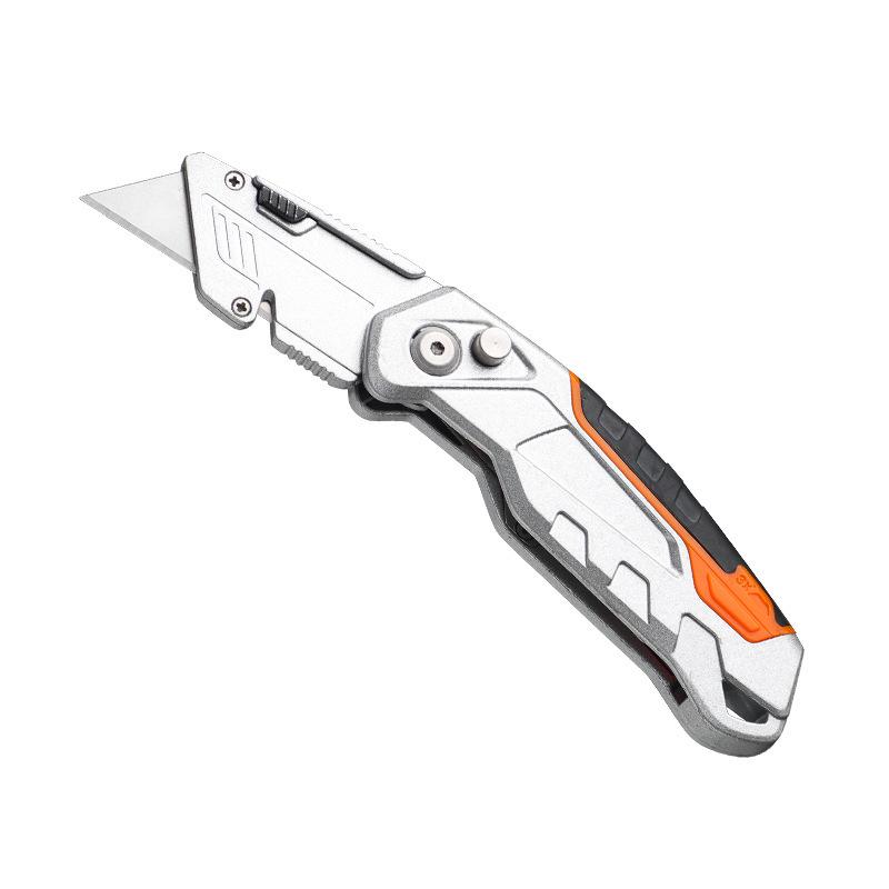 Three-Speed Folding Utility Knife: Heavy-Duty Paper & Cable Stripper with Aluminum Alloy for Industrial and Electrician Use