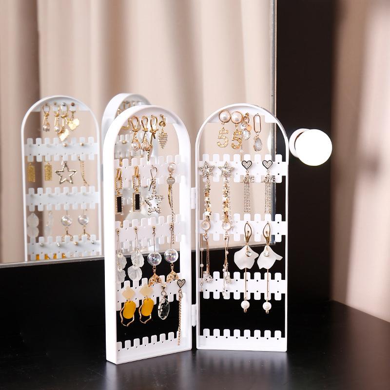 

Folding Earrings Studs Display Rack Necklace Jewelry Shelf Stand Holder Panels Screen Organizer Storage Box 2PCS чорний