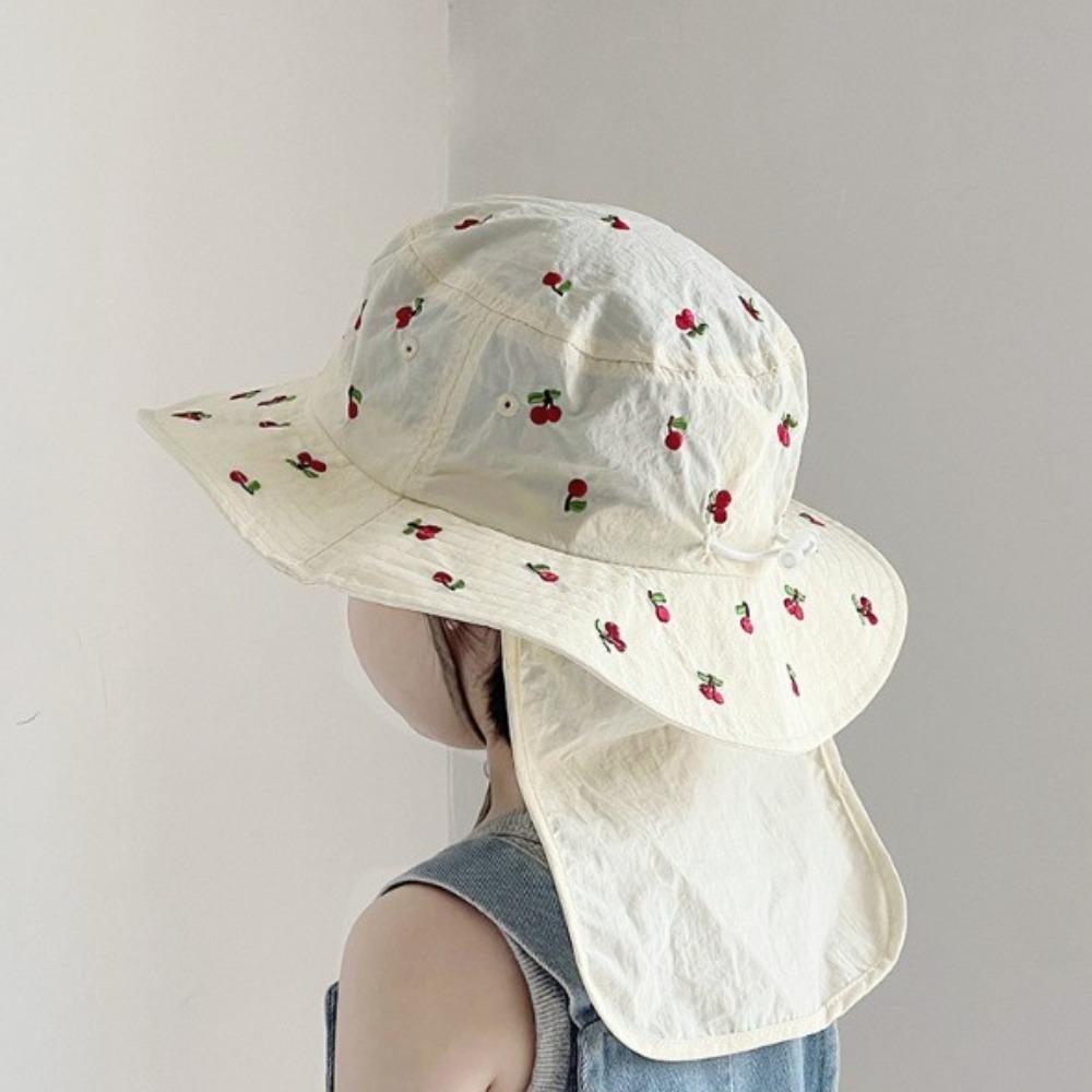 Cartoon Embroidery Baby Sun Hat Kawaii Summer Fisherman Hat  Apparel Accessories