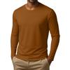 Camiseta Básica de Manga Larga con Cuello Redondo para Hombre Suave Cómoda Ligera Top Casual Adecuado para Usar en Capas y el Uso Diario