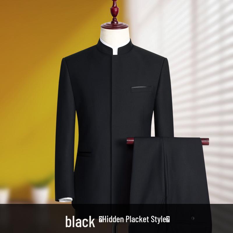 

Чоловічий костюм Чжуншань приталеного крою: Китайський весільний та банкетний одяг у стилі Тан зі стоячим коміром 165C