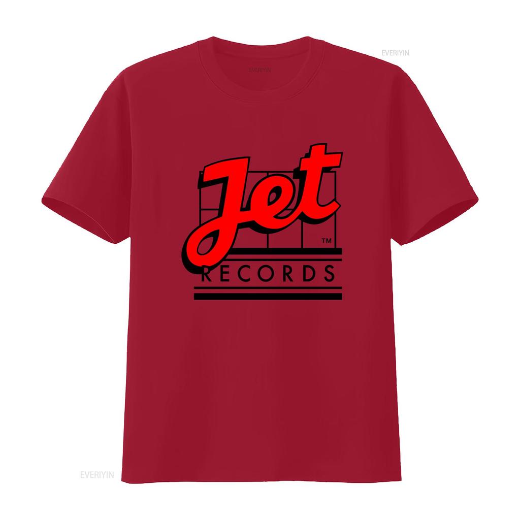 Jet Records Logo T-shirt 100% voorgekrompen Katoen Retro Failliet Platenlabel Ontwerp vintage Gewassen Comfortabel Rekbaar homme