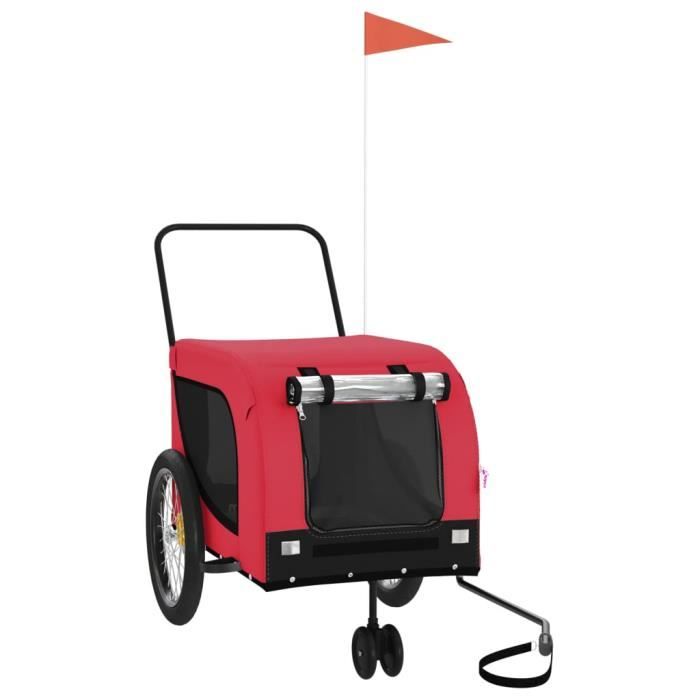 Remorque de vélo pour chien VIDAXL - Rouge et noir - Tissu Oxford et fer - Confortable et sécurisée