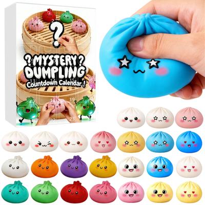 Dumpling Squeeze Toy Countdown Calendar Cartoon Steamed Bun Stress Relief Fidget Toy 24 Days Countdown Box Party Favors