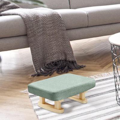 Padded Footstool Footrest with Wooden Legs 16x12x7inch Comfortable Rectangle Chair Step Stool Small