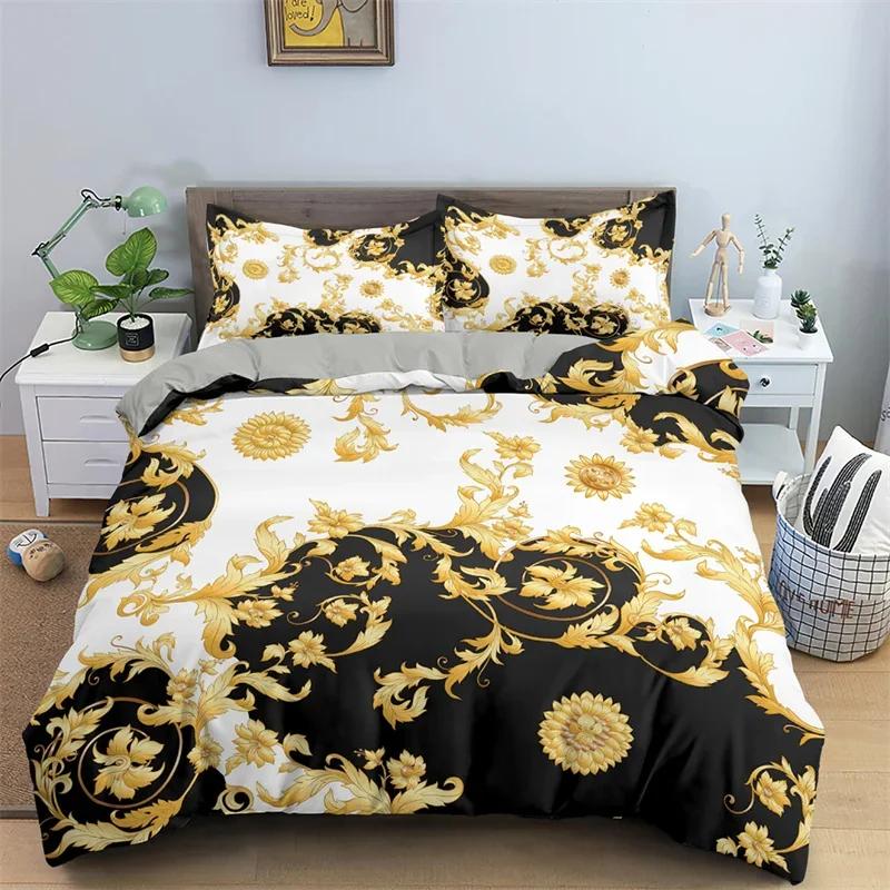 Baroque Style Floral Duvet Cover Set Luxury Exotic Flowers Bedding Set Microfiber Comforter Cover Single Queen For Teens Girls