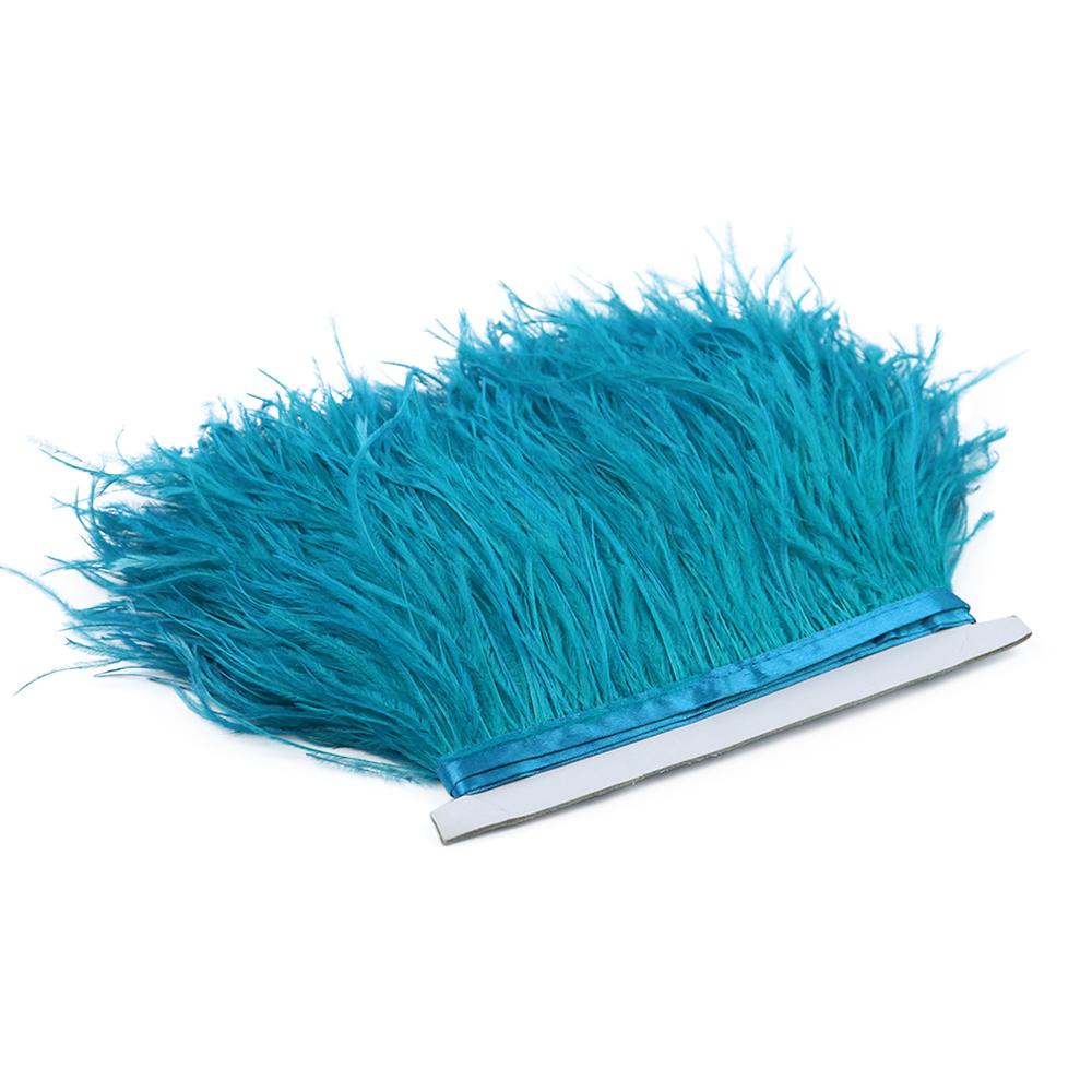 Feather1M Natural White Fluffy Ostrich Feather Trims for DIY Craft Wedding Decoration Colored Plume Ribbon Sewing dress Clothing 8-10cm