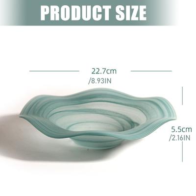 Artisanal Waved Design Glass Tray Kitchen Serving Dish For Fruit Snacks Display Contemporary Appetizer Plate
