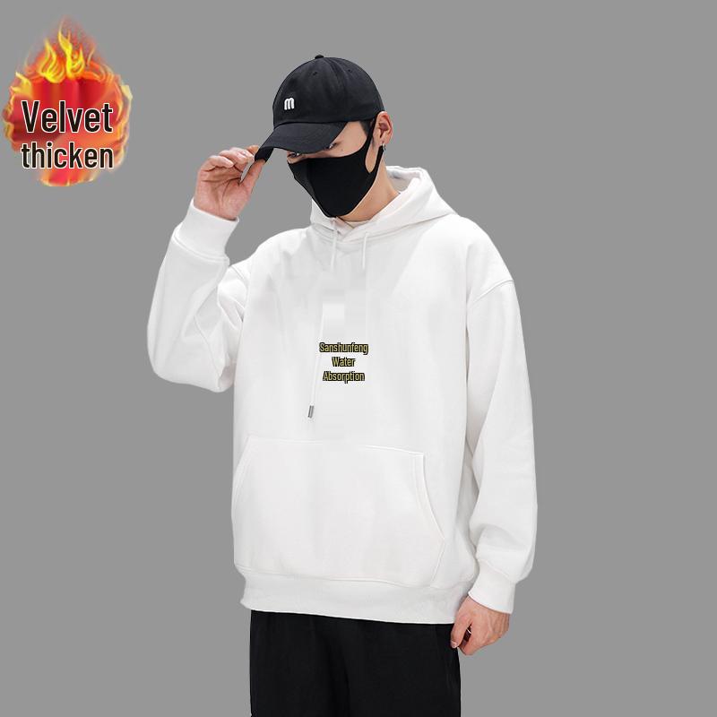 Shawn Yue Fleece-Lined Hoodie: Men's Hong Kong Style, Autumn/Winter, Trendy Brand, Large Size, Versatile Shirt