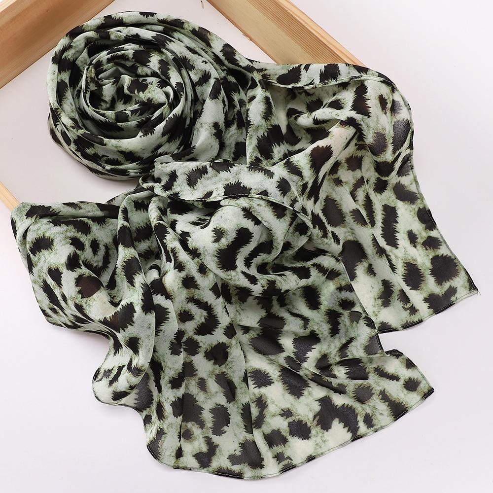 Leopard Snake Print Hijab Muslim Women Chiffon Scarf Breathable Malaysian Headscarf Wraps Shawls Tudung Bawal