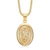 Religious Madonna Virgin Mary Necklaces Pendants Female Gold Color Stainless Steel Chain For Women Christian Jewelry Gift X1368