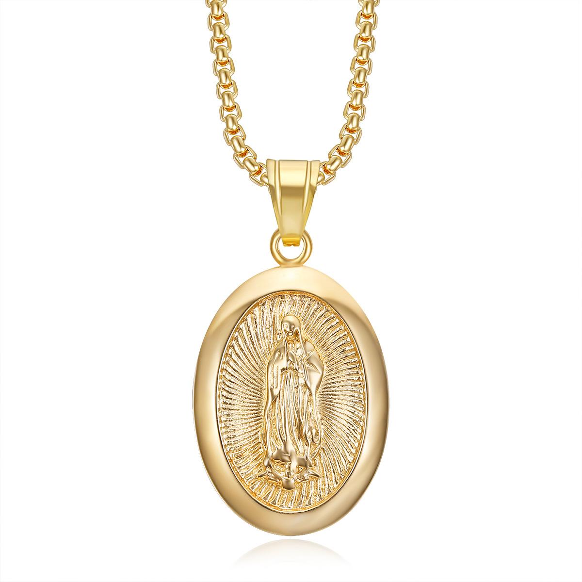 

Релігійні кулони-підвіски Мадонни Діви Марії Жіночі Ланцюжок зі сталі золотистого кольору Для жінок Християнські ювелірні вироби Подарунок X1368 55cm