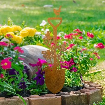 Micro Landscapes Decoration Metal Decorative Rusty Stake Plant Shaped Antique Design Ground Stake Art Floor Plugs Patios