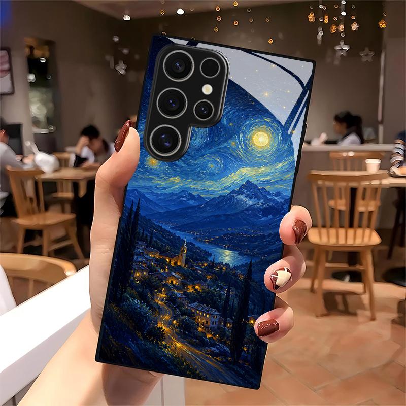 2D Night Mountain Scene Phone Case for Samsung S26 S25 S24 S23 S22 S21 S20 A56 A36 A16 - Glass Protective Cover