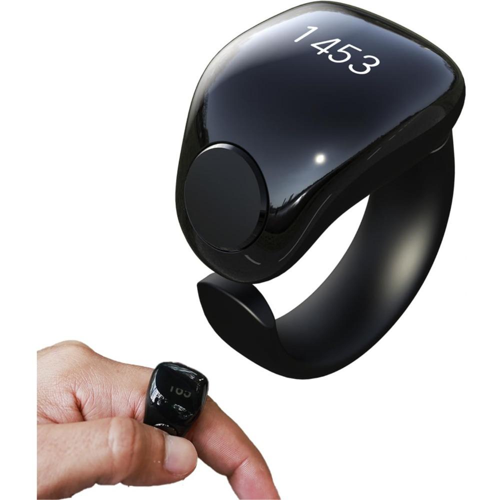 

Waterproof Tasbih Counter Zikr Rings Adjustable Tasbih Zikr Smart Ring Fashion Finger Counter Black-Low Edition