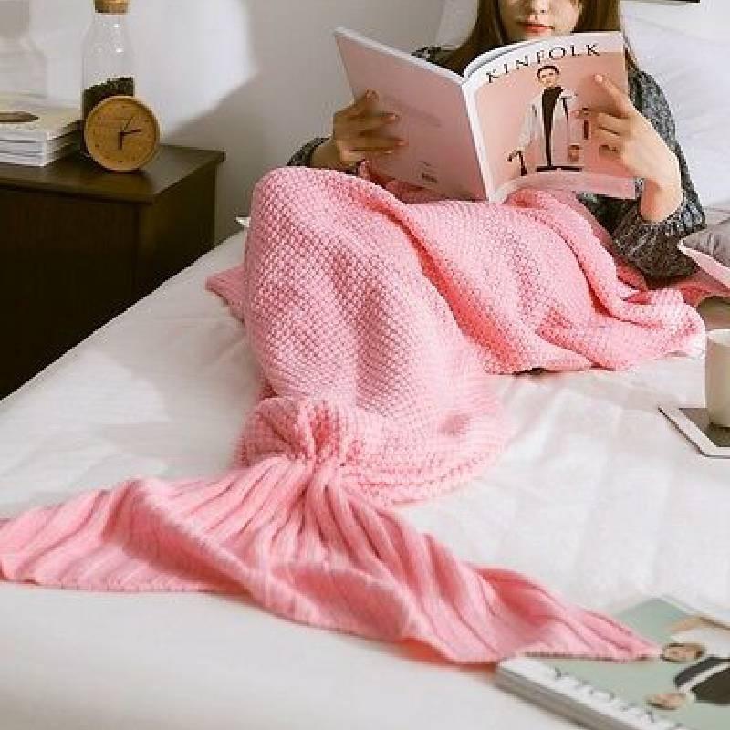 Soft And Stylish Mermaid Tail Blanket Plush Knitted Acrylic Throw For Spring And Autumn