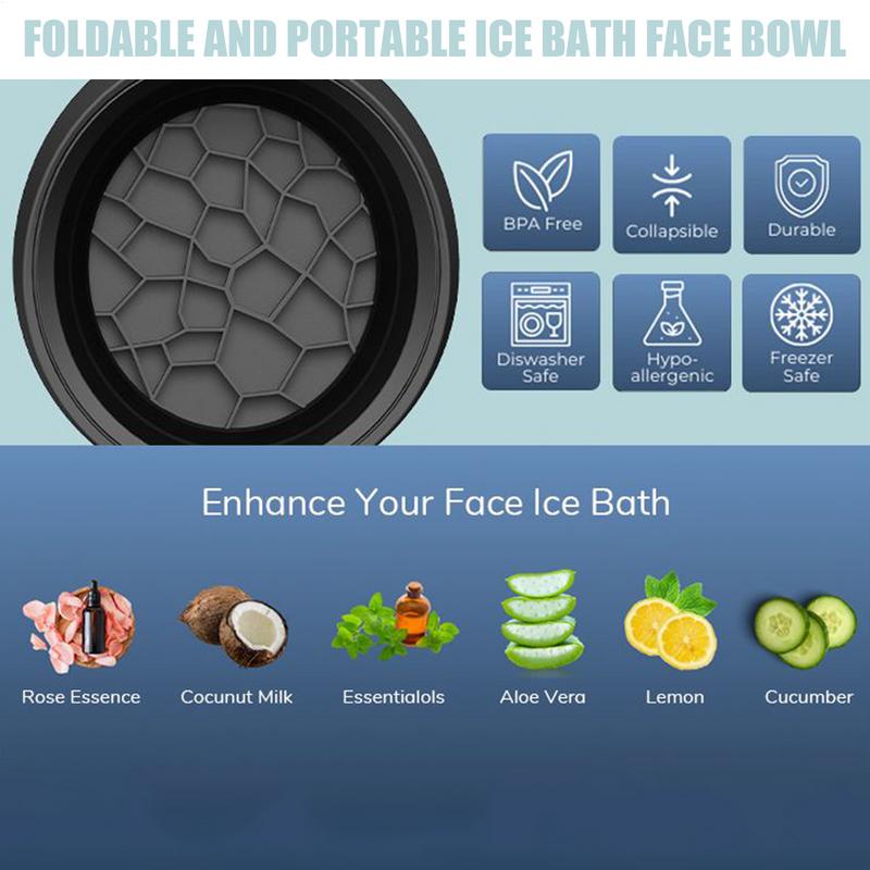 Large Foldable Silicone Bowl for Face Ice Bath and Home Skincare Routine Portable Face Dipping Bowl for Women and Girls